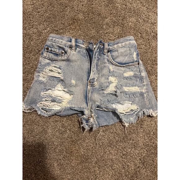 Luca + Grae Distressed Blue Jean Shorts Women's Size S - Picture 1 of 3